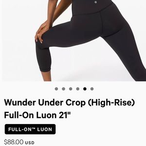 Lululemon Wunder Under Crop Sz 6